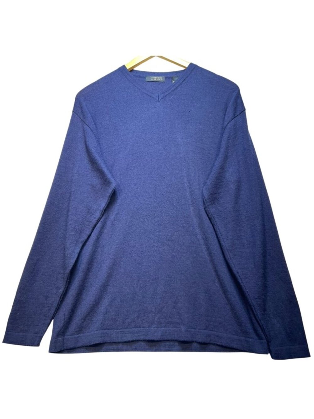 Cambridge Classics Men Merino Wool V Neck Pullover Sweater Long Sleeve Sz M Blue